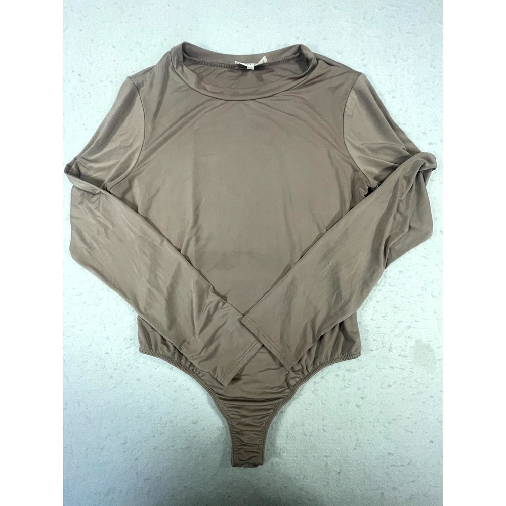 Bohme Bodysuit Womens Large Brown Long Sleeve Round Neck Casual Outerwear Snap